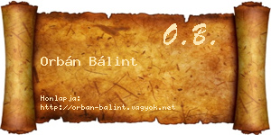 Orbán Bálint névjegykártya